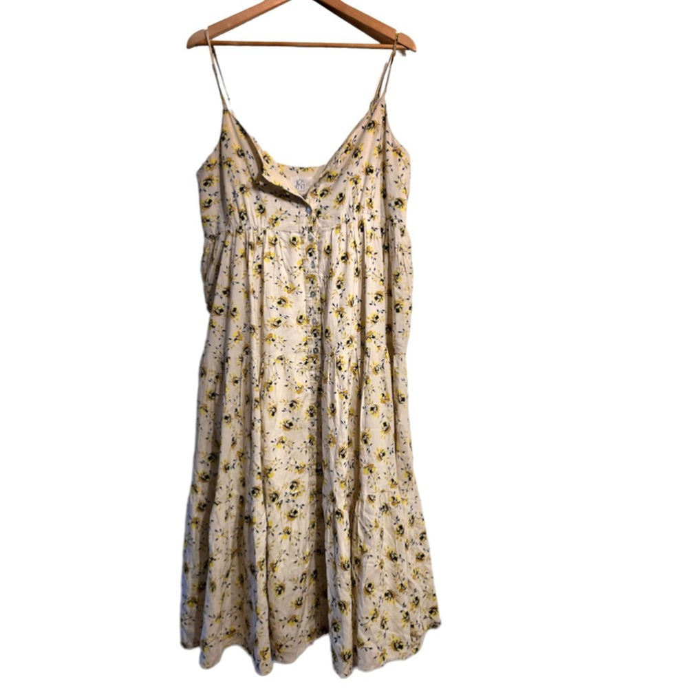 Anthropologie dRA Los Angeles Floral, yellow Dress midi - Picture 3 of 10